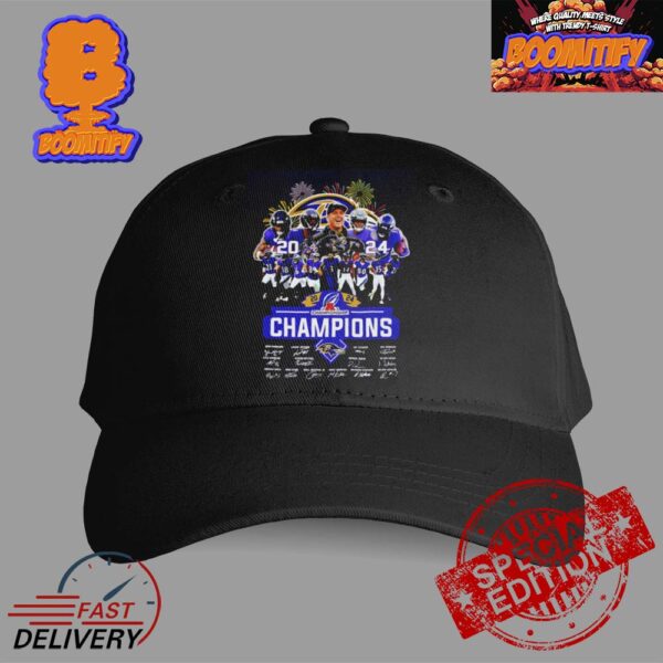 Baltimore Ravens AFC Championship American Football Conference Champions 2024 Team Signatures Classic Cap Hat Snapback