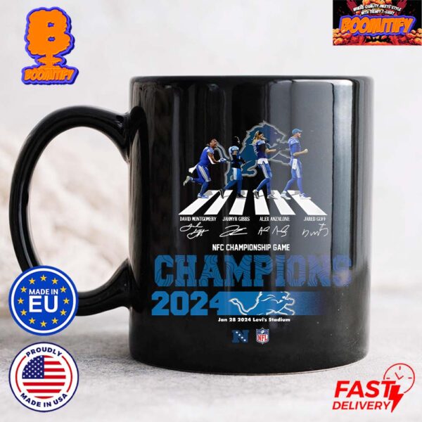 Congrats Detroit Lions Are 2024 NFC Champions NFL Playoffs Team Abbey Road To The Victory Signatures Coffee Ceramic Mug