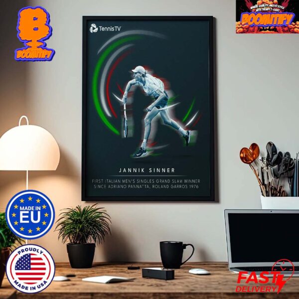 Jannik Sinner First Italian Men’s Singles Grand Slam Winner Since 1976 Wall Decor Poster Canvas