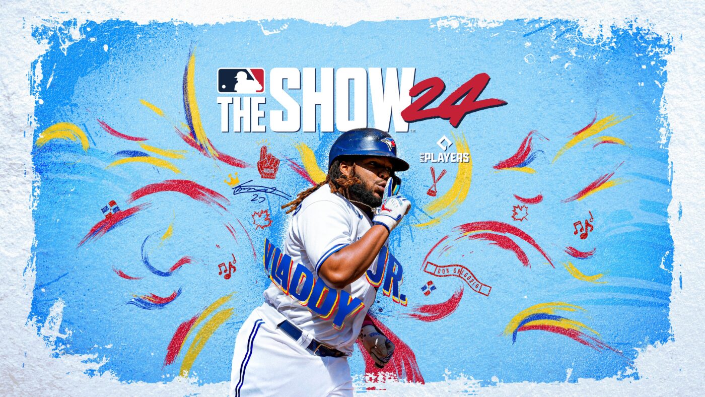 MLB The Show 24 Toronto Blue Jays Vladimir Guerero Jr Athlete Game Cover Full Landscape Poster
