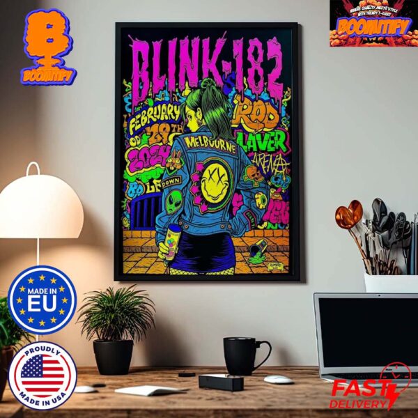Blink 182 Tonight In Melbourne Show On Feb 29th 2024 Poster Canvas