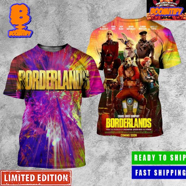 First Poster For The Live Action Chaos Loves Company Borderlands In Theaters On August 9 Logo And Poster Two Sides All Over Print Shirt