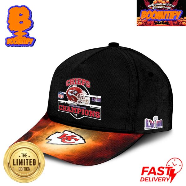 Kansas City Chiefs 2024 Super Bowl LVIII Champions Team Helmet Logo All Over Print Classic Cap Hat Snapback