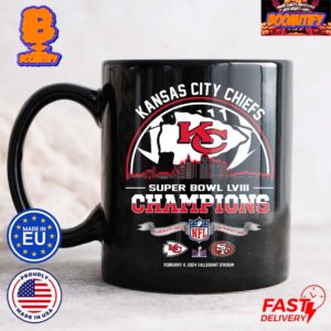 Kansas City Chiefs Defeats San Francisco 49ers Become Super Bowl LVIII Champions On Feb 11 2024 At Allegiant Stadium Skyline City Style Coffee Ceramic Mug