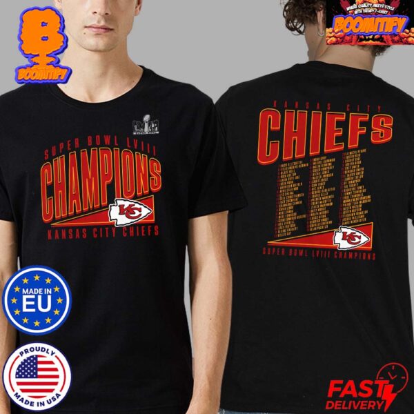 Kansas City Chiefs Fanatics Branded Super Bowl LVIII Champions Roster Best Teammates Two Sides Print Unisex T-Shirt