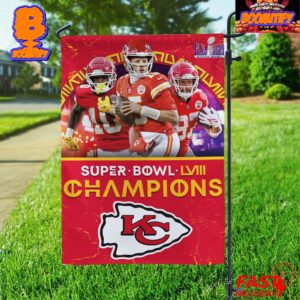 Kansas City Chiefs Patrick Mahomes Travis Kelce And Isiah Pacheco Super Bowl LVIII Champions Two Sides Garden House Flag