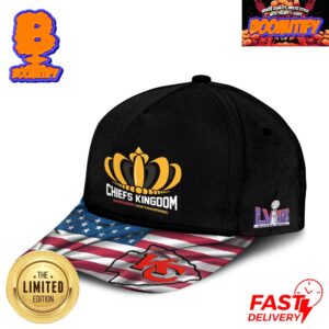 Kansas City Chiefs Super Bowl LVIII Champions Crown Chiefs Kingdom USA Flag 3D Classic Cap Hat Snapback