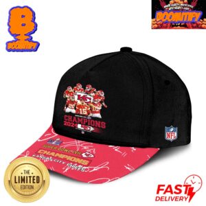 Kansas City Chiefs Super Bowl LVIII Champions Team Members Signatures Red And Black NFL Classic Cap Hat Snapback