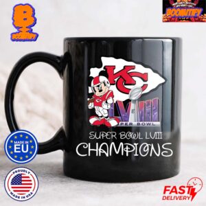 Mickey Mouse Celebrate Kansas City Chiefs Super Bowl LVIII Champions NFL Football Coffee Ceramic Mug