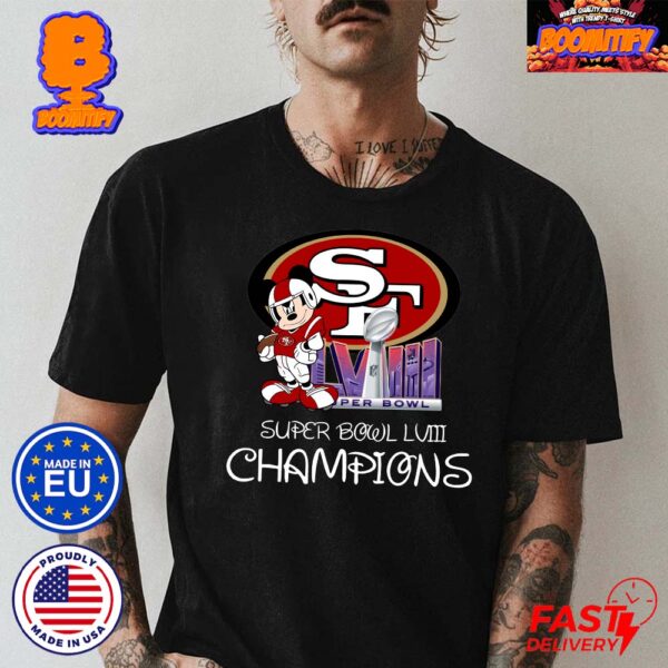 Mickey Mouse Celebrate San Francisco 49ers Super Bowl LVIII Champions NFL Football Gift For Fans Unisex T-Shirt