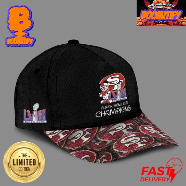 Mickey Mouse Celebrate San Francisco 49ers Super Bowl LVIII Champions NFL Football Vintage Pattern Unisex Cap Hat Snapback