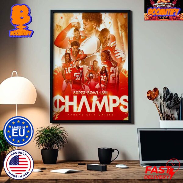 NFL Kansas City Chiefs Defeats 49ers To Become Super Bowl LVIII Champions In las Vegas Home Decor Poster Canvas