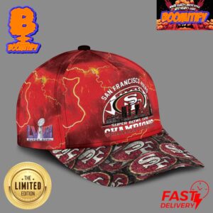 San Francisco 49ers Defeats Kansas City Chiefs Become Super Bowl LVIII Champions Skyline City Style Red Thunder Vintage Logo Pattern NFL Unisex Cap Hat Snapback