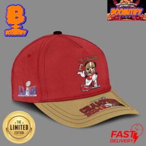 San Francisco 49ers Mickey Mouse Super Bowl LVIII Champions Red And Yellow Colorway Unisex Cap Hat Snapback