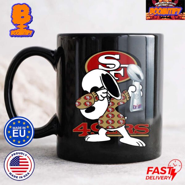 San Francisco 49ers Snoopy Dapping Super Bowl LVIII Champions Trophy Coffee Ceramic Mug