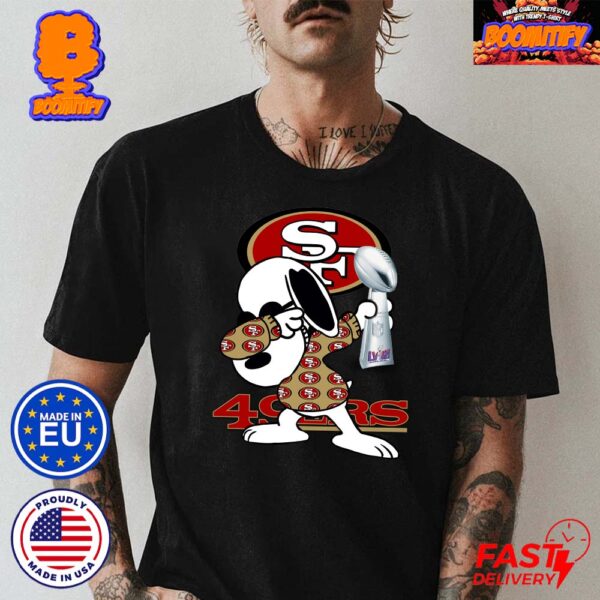 San Francisco 49ers Snoopy Dapping Super Bowl LVIII Champions Trophy Funny Classic T-Shirt