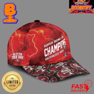 San Francisco 49ers Super Bowl LVIII Champions NFL Logo For Fans Do It For The Bay Red Thunder Vintage Logo Pattern 3D Unisex Cap Hat Snapback