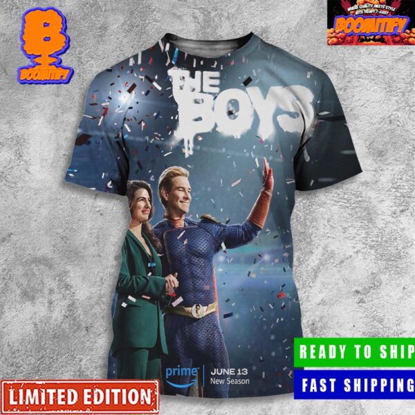 The Boys New Season 4 Poster Home Lander And Victoria Neuman Releases On June 13 Break Out The Fuckin Confetti All Over Print Shirt