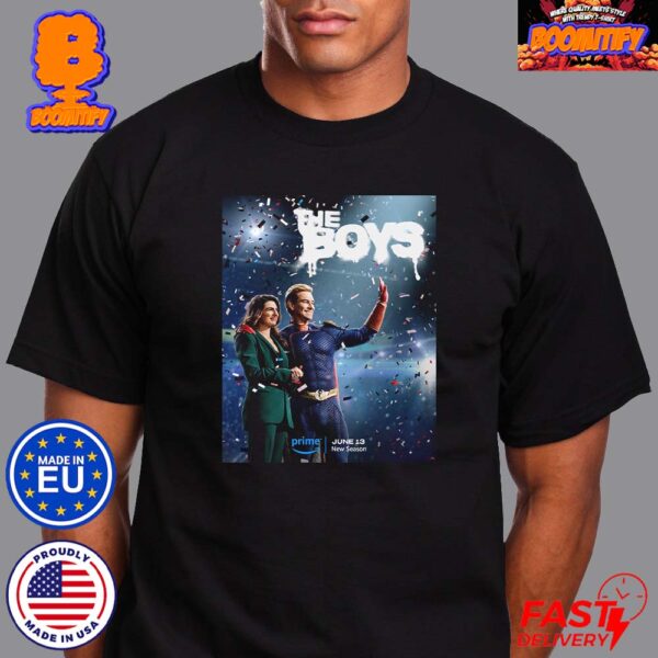 The Boys New Season 4 Poster Home Lander And Victoria Neuman Releases On June 13 Break Out The Fuckin Confetti Unisex T-Shirt