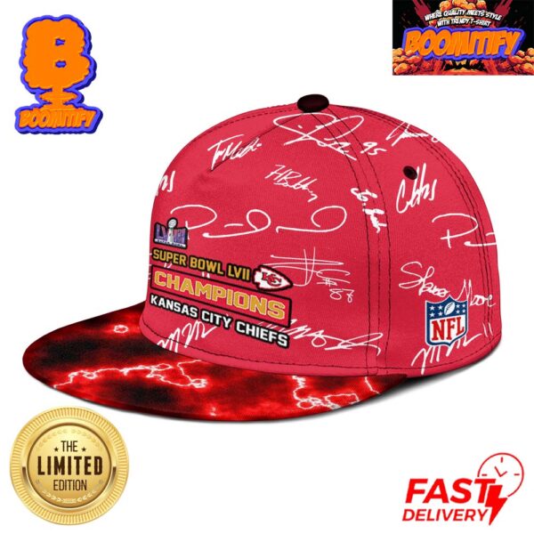 The Chiefs The 2024 Super Bowl LVIII Champions NFL Football Team Signatures All Over Print Classic Cap Hat Snapback