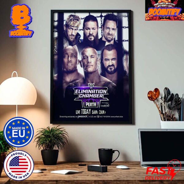 WWE Elimination Chamber Perth Men’s Elimination Chamber Match Lineup Get To Challenge Seth Rollins At Wrestle Mania 40 Home Decor Poster Canvas