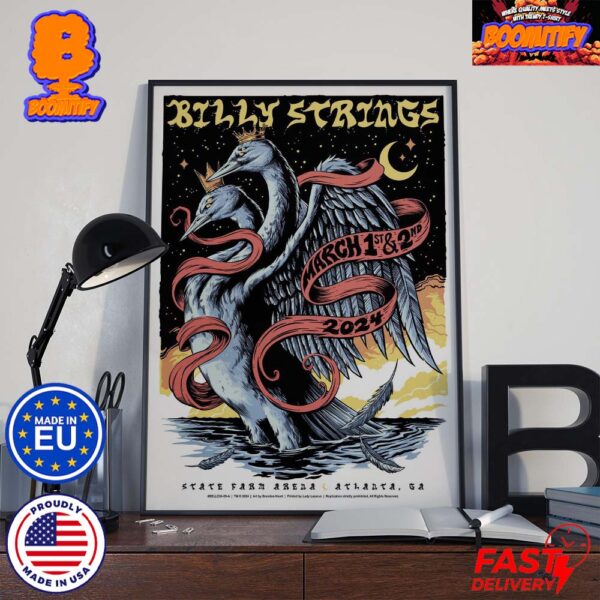 Billy Strings Is Playing In Atlanta At State Farm Arena On March 1st and 2n 2024 Official Poster Canvas For Home Decorations