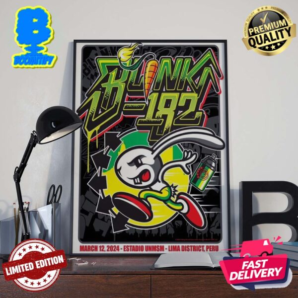 Blink-182 Tour Estadio Unmsm In Lima District Peru March 12 2024 Home Decor Poster Canvas