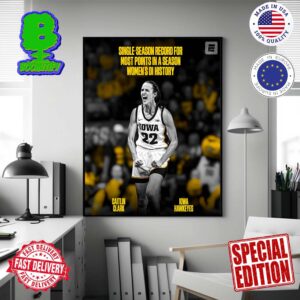 Caitlin Clark Iowa Hawkeyes Single-Season Record For Most Points In A Season Women’s DI History Poster Canvas