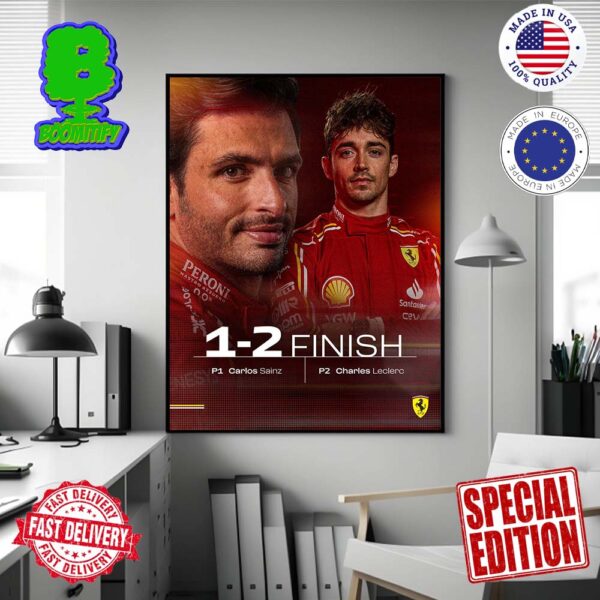 Carlos Sainz Leads Emotional Ferarri 1-2 In Melbourne F1 Australia GP Poster Canvas