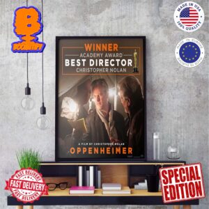 Congratulations Christopher Nolan Winner Academy Award Best Director Movie Oppenheimer Oscars 2024 Wall Decor Poster Canvas