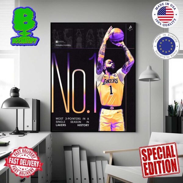 Congratulations D’Angelo Russell Most 3-Pointers In A Single Season In Los Angeles Lakers History Home Decor Poster Canvas