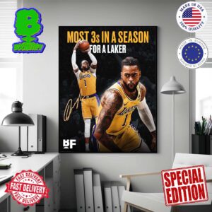 D’Angelo Russell Becomes The Los Angeles Lakers All-Time Leader For Threes In A Season Home Decor Poster Canvas