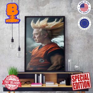 Elon Musk Goku Super Saiyan Form Cosplay Dragon Ball Parody Wall Decor Poster Canvas