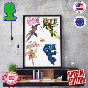 Gambit Remy LeBeau Rogue Anna Marie Jubile Jubilation Lee Beast Hank X Men 97 Team Promotional Art Wall Decor Poster Canvas