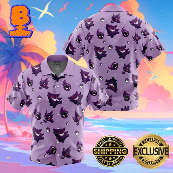 Gengar Pattern Pokemon Funny Summer Collections Hawaiian Shirt For Men And Women