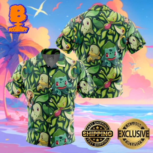 Grass Type Starters Pokemon Funny Summer Collections Hawaiian Shirt For Men And Women