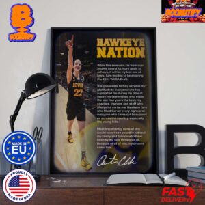 Hawkeye Nation Caitlin Clark Declares For 2024 WNBA Draft Poster Canvas For Home Decorations