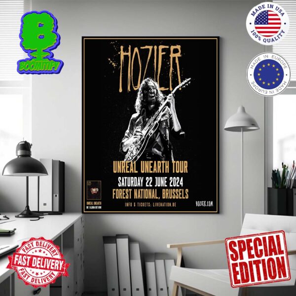 Hozier Unreal Unearth Tour Saturday 22 June 2024 Forest National Brussels Wall Decor Poster Canvas