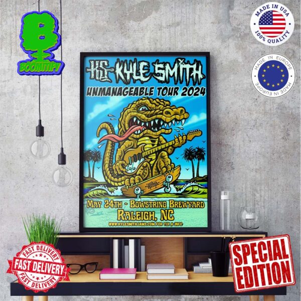 Kyle Smith With The Hourglass Kids Unmanageable Tour 2024 On Friday May 24th At Bowstring Brewyard In Raleigh NC Official Poster Wall Decor Poster Canvas