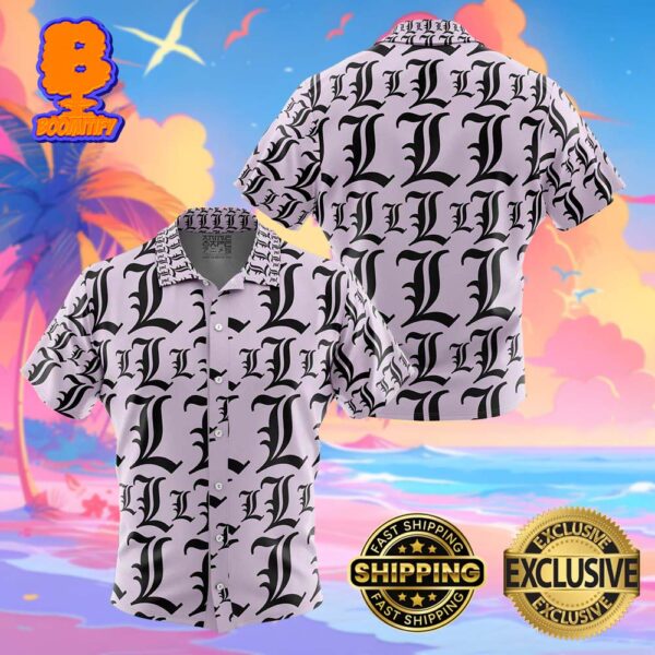 L Symbol Death Note Funny Summer Collections Hawaiian Shirt For Men And Women