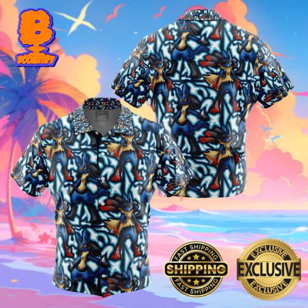 Lucario x Mega Lucario Pokemon Funny Summer Collections Hawaiian Shirt For Men And Women