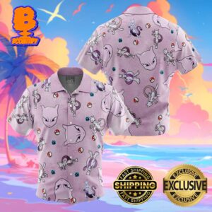 Mewtwo Pattern Pokemon Funny Summer Collections Hawaiian Shirt For Men And Women