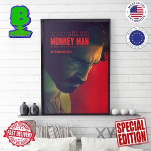 New Poster For Monkey Man Dev Patel In Theaters On April 5 Wall Decor Poster Canvas