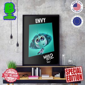 Official First Individual Poster Character Envy For Inside Out 2 Releasing In Theaters On June 14 Wall Decor Poster Canvas