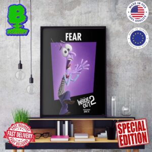 Official First Individual Poster Character Fear For Inside Out 2 Releasing In Theaters On June 14 Wall Decor Poster Canvas