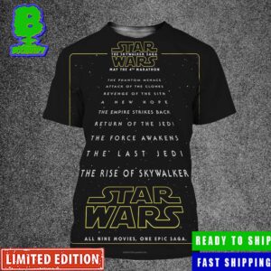Official Poster For Star Wars The Skywalker Saga Marathon Re-release In Theaters On May The 4th All Over Print Shirt