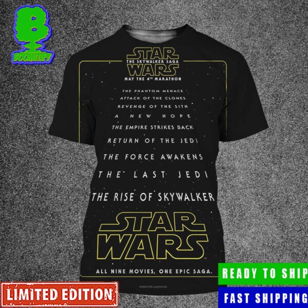 Official Poster For Star Wars The Skywalker Saga Marathon Re-release In Theaters On May The 4th All Over Print Shirt