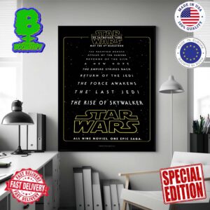 Official Poster For Star Wars The Skywalker Saga Marathon Re-release In Theaters On May The 4th Home Decor Poster Canvas