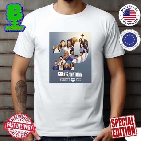 Poster For Season 20 Of Greys Anatomy Premiere Thur March 14 Classic T-Shirt