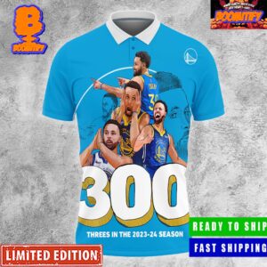 Stephen Curry Reached 300 Threes In The 2023 24 Season For The Fifth Time In His Career All Over Print Polo Shirt